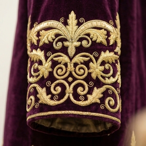 Túnica de terciopelo bordada a mano con hilo de oro, lujosa vestimenta clerical, abrigo ceremonial real para uso eclesiástico - Product Image 3