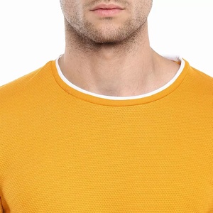 Men's <b>Plain</b> <b>Yellow</b> Cotton <b>T</b>-<b>Shirt</b> Soft Breathable Knitted Blank Tee for Printing Casual Wear and Bulk Orders - Product Image 5