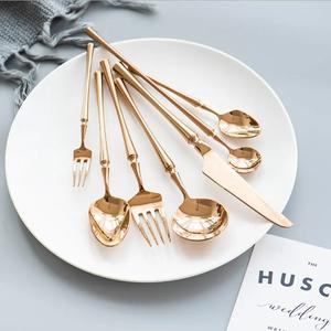 Cubiertos chapados en oro de lujo de acero inoxidable para boda, juego de cuchara y tenedor con mango plano, seguro y saludable, gran oferta - Product Image 3