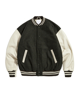 Veste Letterman Varsity Vintage Automne Hiver Laine Manches en cuir Poche Broderie CollegeBaseballjacket pour hommes - Product Image 1