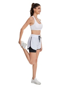 Pantalones Cortos Deportivos Unisex para Maratón, Color Blanco con Franja Lateral Negra, Cintura con Cordón Ajustable, Secado Rápido - Product Image 5