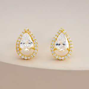 92.5 <b>Silver</b> <b>Stud</b> <b>Earrings</b> 188535 Bezel Setting Water Drop Pattern for Parties - Product Image 2
