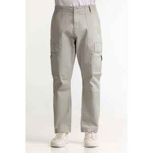 กางเกงคาร์โก้ลำลองสีเทาผ้าฝ้ายแคนวาสทรงยาวปานกลาง ไซส์ XL แบบเรียบ ย้อมสีแบบธรรมชาติ ผ่านกระบวนการซัก รุ่น MNTRCSS24001-A - Product Image 4