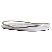 Plateau de service en marbre blanc et métal avec poignée design, plateau de service pour desserts et pâtisseries, organisateur de nourriture pour comptoir de cuisine