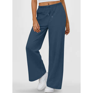 Breathable Solid Color Drawstring Waist Latest Style Outdoor Wear Straight Leg Trouser Baggy <b>Sweat</b> <b>Pant</b> <b>Women</b> Joggers Gym Wear - Product Image 6