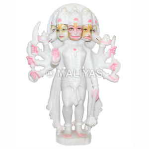 Murti de Hanuman de Mármol con Cinco Caras |   Ídolo de Hanuman de Cinco Caras para Templo en Casa |   Maliyas - Product Image 1