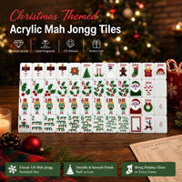 Ensemble de tuiles de Mahjong américain de luxe pour Noël avec détails gravés au laser en acrylique de qualité supérieure et motifs de Noël imprimés par UV