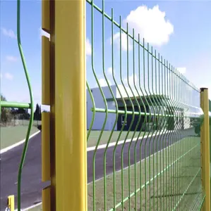 Panel jala pagar kawat las hitam 3D jala kawat las lipat pagar melengkung keamanan hijau pagar jala kawat las