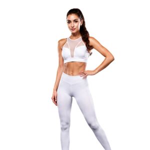 Ensemble de vêtements de sport pour femmes, soutien-gorge de sport en maille blanche et leggings taille haute, deux pièces, pour la salle de sport et les entraînements - Product Image 6