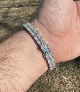 60ct Moissanite Solid 925 Sterling Silver 8mm Emerald Cut Tennis <b>Bracelet</b> for Women's Fashion Jewelry - Product Image 1