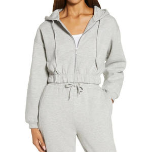 เสื้อฮู้ดแขนยาวผ้าฝ้ายสำหรับผู้หญิงมีฮู้ดสั้นแบบกำหนดเอง - Product Image 4