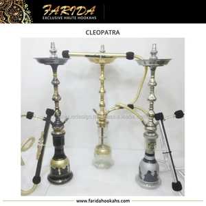 Chichas égyptiennes traditionnelles de luxe Farida Cleopatra, haut de gamme, en laiton massif à deux niveaux, gravées à la main, électroniques, en verre haut de gamme inclus - Product Image 5