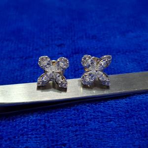 14K <b>Gold</b> Lab Grown Diamond Butterfly Stud <b>Earrings</b> 1.48ct Solitaire Prong <b>Earrings</b> in <b>Gold</b> for Anniversary Party Gift From India - Product Image 4
