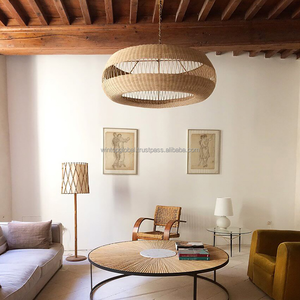 Lámpara de Ratán Natural con Pantalla de Tela Hecha a Mano de Varias Capas, Decoración Moderna y Minimalista para el Hogar de Estilo Chino - Product Image 2