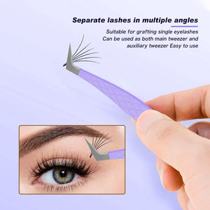 Nouvelle pince à épiler à pointe de fibre d'extension de cils pince à cils haute professionnelle en acier inoxydable violet pour ventilateurs de Volume - Product Image 2