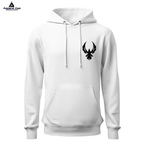 Sweat à capuche pull-over en coton vierge de haute qualité, fait sur mesure, sweat à capuche uni lourd avec logo brodé et impression de logo personnalisé - Product Image 3