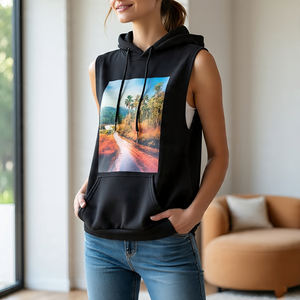 Women's Sleeveless Hoodies Workout Running Fitness Exercise Singlet Hooded Pullover <b>Leopard</b> Sleeveless <b>Hoodie</b> Ladies - Product Image 4