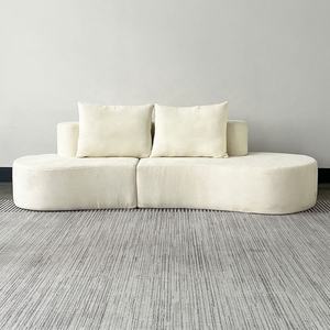 Canapé en tissu blanc incurvé minimaliste moderne avec coussins de luxe pour appartement, maison, bureau, salle à manger, hôtel, salon - Product Image 1