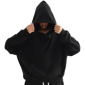 Sudadera con capucha para hombre, estilo cropped, oversize, de corte holgado, con estampado en relieve, de felpa francesa, con capucha grande, de peso pesado y hombros caídos - Product Image 1