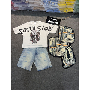 Top Sale Summer Casual Camiseta de manga corta y Shots Set Nuevo diseño Hombres Casual Transpirable Twin Set para ropa de calle - Product Image 1