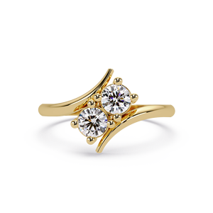 แหวนเพชรทรงกลม CVD แบบ Toi et Moi  ทองคำแท้ 18k 14k  งานสั่งทำพิเศษสำหรับแหวนหมั้น  เครื่องประดับชั้นดีสำหรับผู้หญิง - Product Image 2