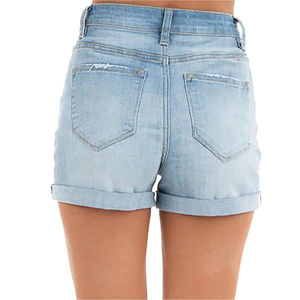 กางเกงขาสั้นผ้าเดนิมสำหรับผู้หญิงกางเกงขาสั้นสไตล์ลำลองผ้าฝ้ายสีฟ้าอ่อนเป็นมิตรกับสิ่งแวดล้อม2025 100% - Product Image 2