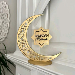 Impresionante centro de mesa de decoración de Ramadán de Metal dorado hecho a mano para mesa de comedor y Ambiente de celebración del hogar del Festival Eid - Product Image 1