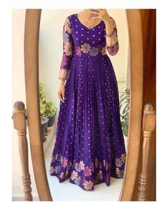 Venta al por mayor diseñador Georgette con negro pesado bordado Anarkali vestido con Sharara y Dupatta conjunto listo para usar Anarkali vestido - Product Image 3