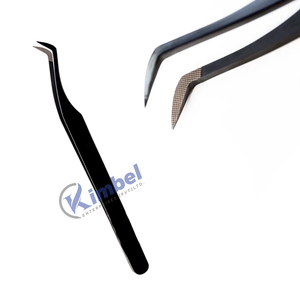 Pinces à épiler pour extensions de cils à pointe incurvée noire de marque privée, fabriquées à la main au Pakistan, en acier inoxydable, pinces personnalisées - Product Image 2