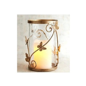 Design attrayant Bougeoir de forme ronde Bougeoir de mariage en fer et verre de la plus haute qualité au prix le plus bas - Product Image 1