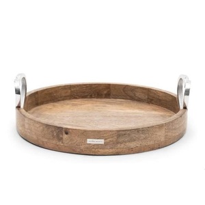 Plateau de service tendance pour restaurants et hôtels, vaisselle décorative pour la maison, plateau de service alimentaire en métal et bois - Product Image 3