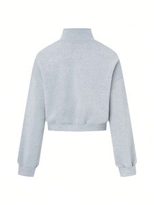 Sudadera con capucha de lana de color sólido con media cremallera personalizada para mujer, sudadera de lana gruesa y cálida para mujer - Product Image 2