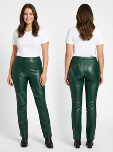Pantalon en cuir de veau véritable léger et confortable pour femmes, taille haute, coupe slim, taille élastique, pantalon en cuir de qualité supérieure tendance - Product Image 2