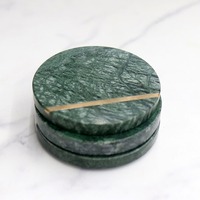 Sous-verres de luxe en marbre incrusté, directement de l'usine, pour tables à café/à manger, services de vaisselle peints à la main, écologiques, portables, Inde