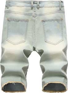 OEM Customized Men's Mid Waist <b>Slim</b> Fit Casual Denim <b>Shorts</b> Trendy Solid Pattern Summer Cargo Jeans 100% Cotton with Dark Wash - Product Image 2