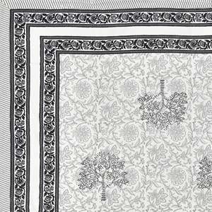 Mantel de seis plazas con estampado de bloque de mano de Rajasthani de algodón puro árbol gris - Product Image 5