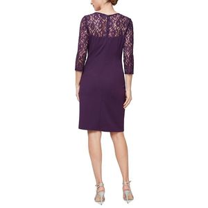 Abito da sera lungo SL Fashions da donna, viola, in pizzo, mini tubino, con paillettes, confortevole, con vita naturale, taglia 12 - Product Image 2