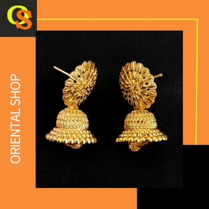 Juego de pendientes Quality Assure con diseño tradicional de 22CT, pendientes Jhumka chapados en oro, joyería para mujer, ropa de exportadores - Product Image 4