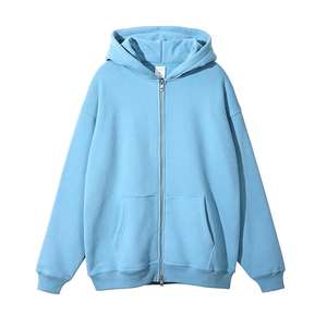 Wholesale 400gsm Oversized Fleece Full Double Zip No Drawstring <b>Hoodie</b> Oems Zipper Hoddie <b>Black</b> Zip up <b>Hoodie</b> for Men - Product Image 5