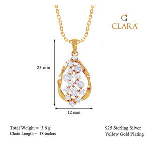 Collier pendentif goutte d'eau et géométrique plaqué rhodium platine - CLARA Bijoux tendance en argent sterling 925 - Product Image 4