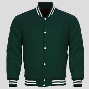 Últimos diseños Chaqueta universitaria de béisbol para mujer Manga larga Liso En blanco 100% Poliéster Letterman Chaquetas cortas Lana Algodón XL - Product Image 1