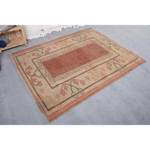 พรมตุรกีขนาด 5.1x6.4 ฟุต พรมวินเทจ พรมขนสัตว์สีเบจสไตล์ตะวันตกเฉียงใต้ - Product Image 4