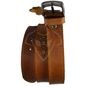 Ceinture en cuir de vache de haute qualité pour homme avec boucle en acier Design vintage fantaisie 3.3cm de largeur 105-125cm de longueur - Product Image 1