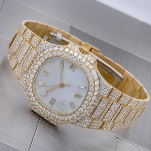 Montre unisexe de luxe entièrement sertie de diamants Moissanite VVS de qualité supérieure, style Hip Hop, avec date, mouvement Miyota, boîtier en acier inoxydable, certifiée - Product Image 5