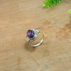 Anillo de Amatista, Anillo de Plata de Ley 925, Anillo de Compromiso, Anillos de Boda para Mujer, Regalo de Navidad o Cumpleaños - Product Image 4