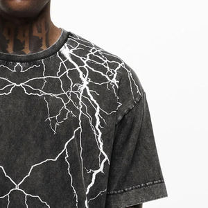 T-shirts en coton délavé pour hommes Streetwear surdimensionné Hip Hop Mock Neck Vintage Acid Stone T Shirts Made by RAM Industry - Product Image 4