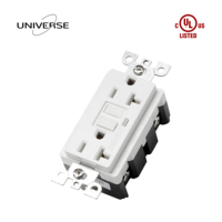   Prise murale américaine GFCI auto-testable 20A 125V à 2 ports, protection contre les surtensions et les fuites à la terre
