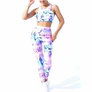 Tenue de sport de compression élastique taille haute pour femmes, combinaison de yoga respirante à séchage rapide avec motif solide, leggings de yoga à séchage rapide - Product Image 5