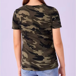 เสื้อยืดคอกลมแขนสั้นพิมพ์ลายพรางของผู้หญิงเสื้อลำลองฤดูร้อน - Product Image 4