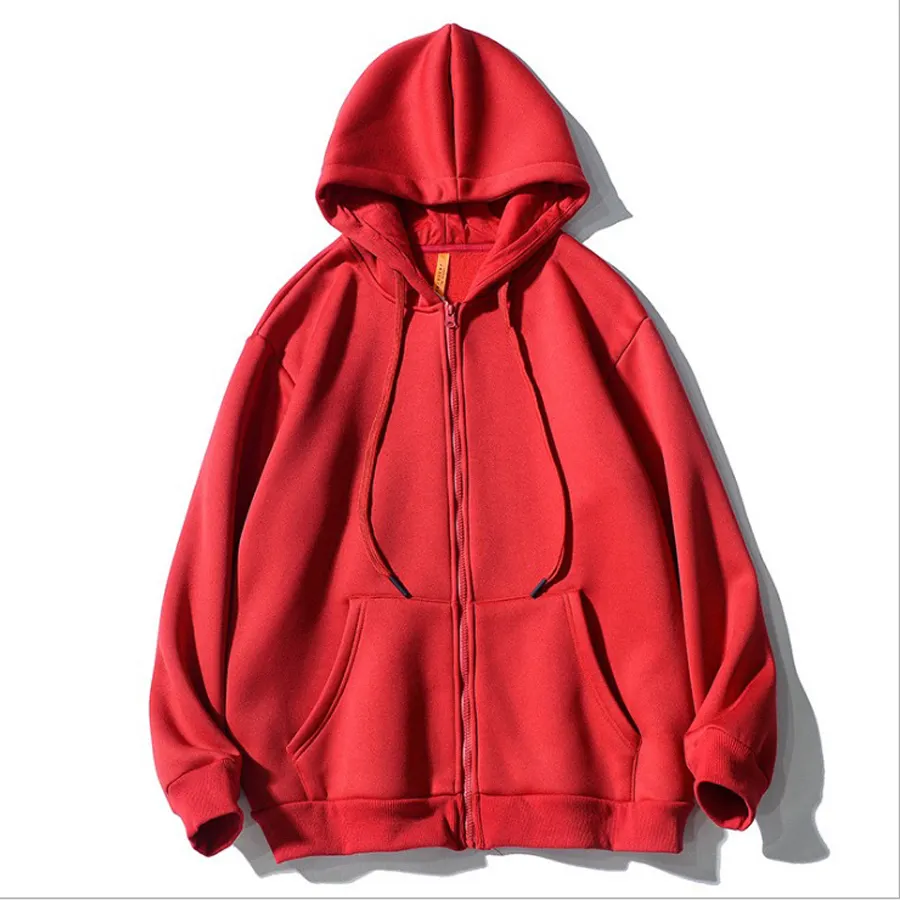 Wholesale 100% Cotton Blank Hoodies Custom Logo Print Fleece Fashion Casual Zipper Hoodies